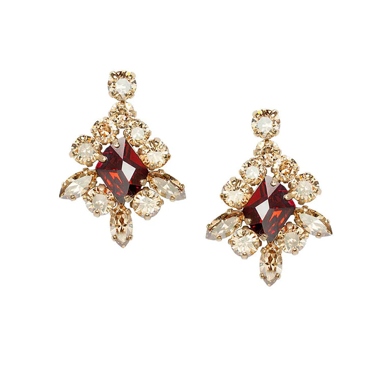 Cercei cristale Swarovski - Cercei cristale Swarovski 3555 Viktoria Red Magma&Gold Shadow