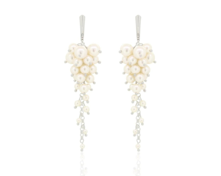 Cercei cristale Swarovski - Cercei din argint cu perle Primero YEM194 Cream Rose