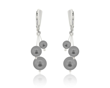 Cercei cristale Swarovski - Cercei din argint cu perle Primero YEM181 Grey