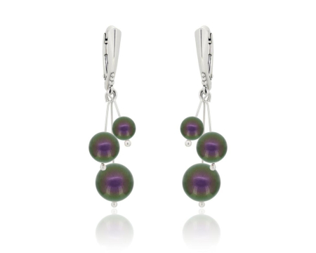 Cercei cristale Swarovski - Cercei din argint cu perle Primero YEM181 Iridescent Purple