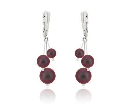 Cercei cristale Swarovski - Cercei din argint cu perle Primero YEM181 Iridescent Red