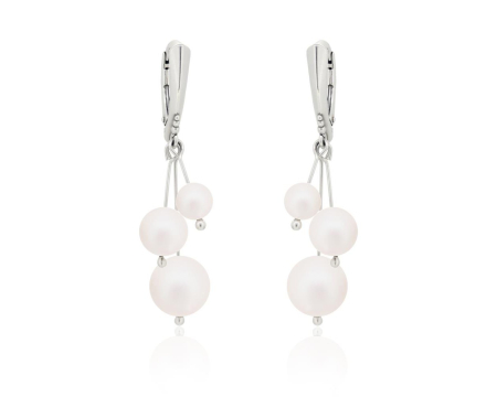 Cercei cristale Swarovski - Cercei din argint cu perle Primero YEM181 Pearlescent White