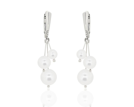 Cercei cristale Swarovski - Cercei din argint cu perle Primero YEM181 White