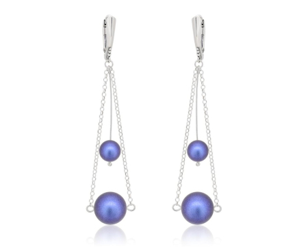 Cercei cristale Swarovski - Cercei din argint cu perle Primero YEM182 Iridescent Dark Blue