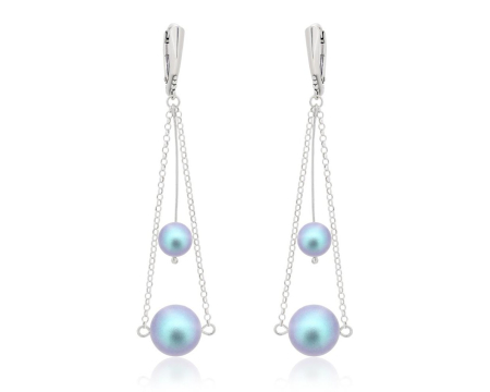 Cercei cristale Swarovski - Cercei din argint cu perle Primero YEM182 Iridescent Light Blue