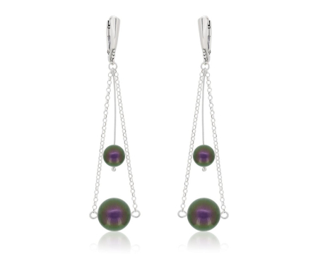 Cercei cristale Swarovski - Cercei din argint cu perle Primero YEM182 Iridescent Purple