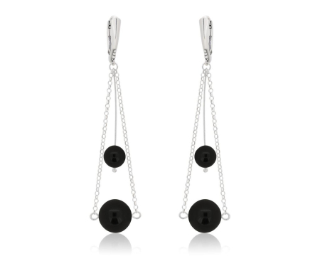 Cercei cristale Swarovski - Cercei din argint cu perle Primero YEM182 Mystic Black