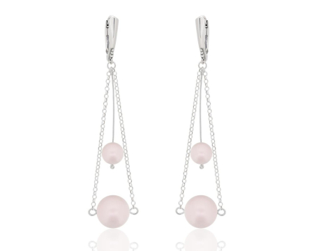 Cercei cristale Swarovski - Cercei din argint cu perle Primero YEM182 Pastel Rose