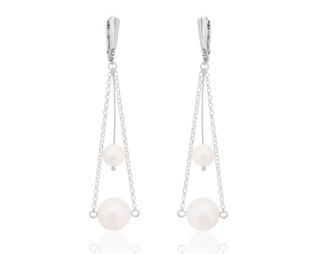 Cercei cristale Swarovski - Cercei din argint cu perle Primero YEM182 Pearlescent White