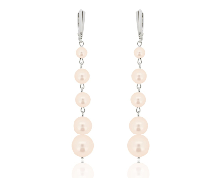 Cercei cristale Swarovski - Cercei din argint cu perle Primero YEM193 Cream Rose