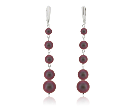Cercei cristale Swarovski - Cercei din argint cu perle Primero YEM193 Iridescent Red