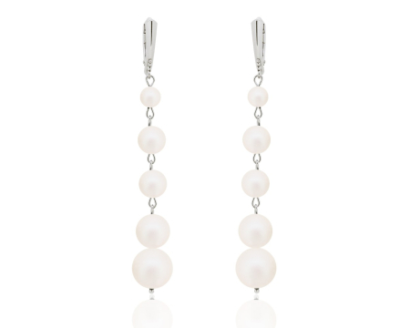 Cercei cristale Swarovski - Cercei din argint cu perle Primero YEM193 Pearlescent White