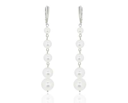 Cercei cristale Swarovski - Cercei din argint cu perle Primero YEM193 White