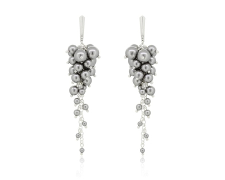 Cercei cristale Swarovski - Cercei din argint cu perle Primero YEM194 Grey