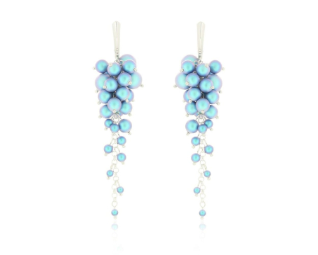 Cercei cristale Swarovski - Cercei din argint cu perle Primero YEM194 Iridescent Light Blue