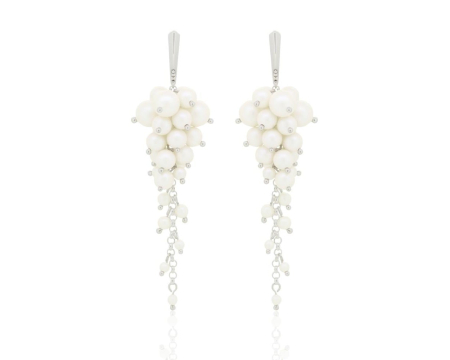 Cercei cristale Swarovski - Cercei din argint cu perle Primero YEM194 Pearlescent White