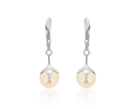 Cercei cristale Swarovski - Cercei din argint cu perle Primero YEM241 Cream Rose