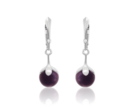 Cercei cristale Swarovski - Cercei din argint cu perle Primero YEM241 Elderberry
