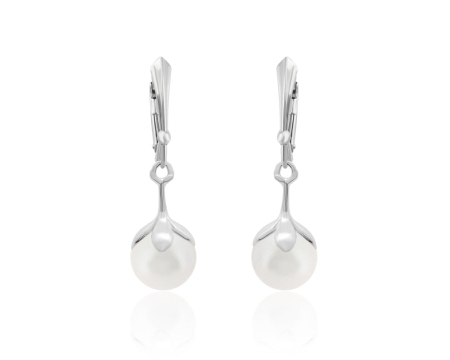 Cercei cristale Swarovski - Cercei din argint cu perle Primero YEM241 Iridescent Dove Grey