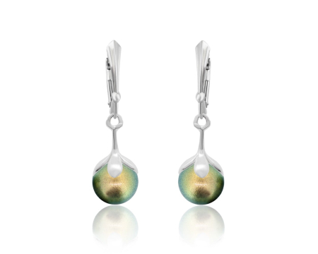 Cercei cristale Swarovski - Cercei din argint cu perle Primero YEM241 Iridescent Green