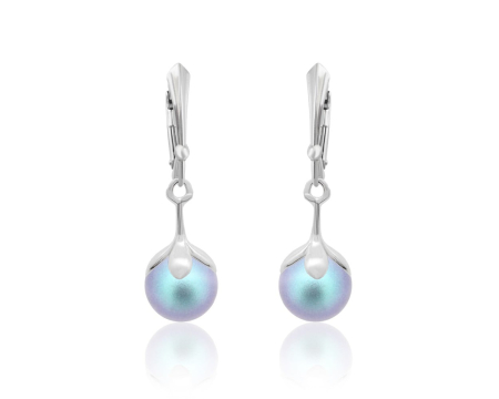 Cercei cristale Swarovski - Cercei din argint cu perle Primero YEM241 Iridescent Light Blue