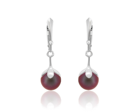 Cercei cristale Swarovski - Cercei din argint cu perle Primero YEM241 Iridescent Red