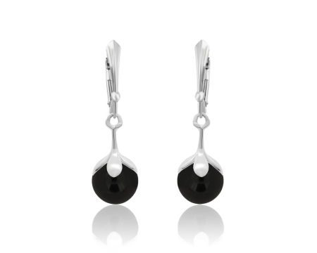 Cercei cristale Swarovski - Cercei din argint cu perle Primero YEM241 Mystic Black