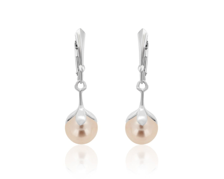 Cercei cristale Swarovski - Cercei din argint cu perle Primero YEM241 Peach