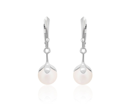 Cercei cristale Swarovski - Cercei din argint cu perle Primero YEM241 Pearlescent White