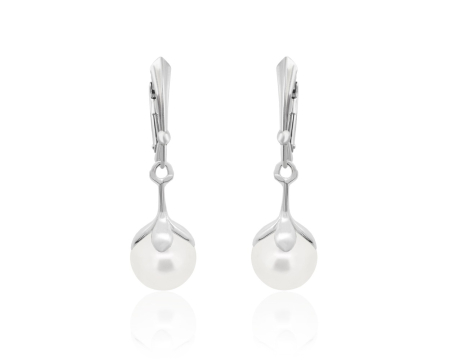 Cercei cristale Swarovski - Cercei din argint cu perle Primero YEM241 White