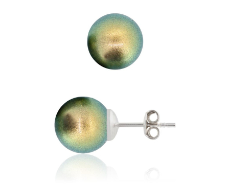 Cercei cristale Swarovski - Cercei din argint cu perle Primero YEM65 Iridescent Green