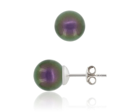 Cercei cristale Swarovski - Cercei din argint cu perle Primero YEM65 Iridescent Purple