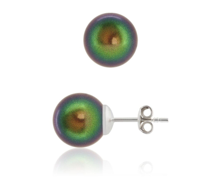 Cercei cristale Swarovski - Cercei din argint cu perle Primero YEM65 Scarabeaus Green