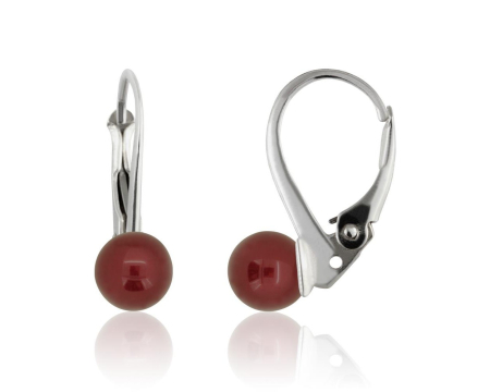 Cercei cristale Swarovski - Cercei din argint cu perle Primero YEM69 Bordeaux