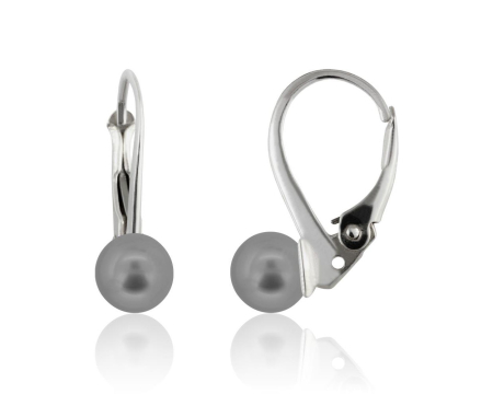 Cercei cristale Swarovski - Cercei din argint cu perle Primero YEM69 Grey