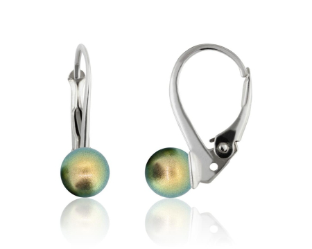 Cercei cristale Swarovski - Cercei din argint cu perle Primero YEM69 Iridescent Green