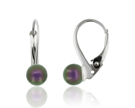 Cercei cristale Swarovski - Cercei din argint cu perle Primero YEM69 Iridescent Purple