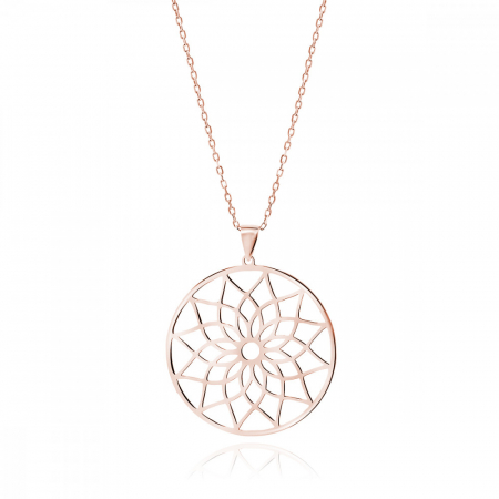 Coliere argint - Colier argint placat cu aur roz 18K Z1797NGR Mandala