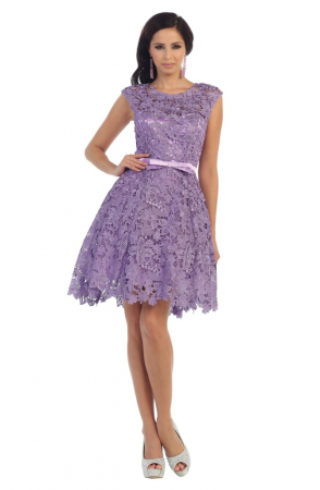 Rochie France Mode M1281 mov scurta de ocazie baby doll din dantela [1]