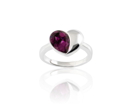 Inele argint - Inel din argint cu cristale Primero Heart Amethyst