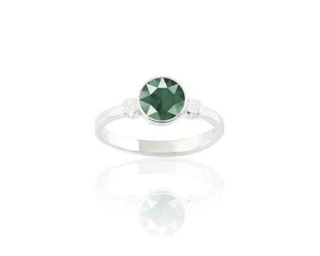 Inele argint - Inel din argint cu cristale Primero Crystals Round Gemini Crystal Royal Green