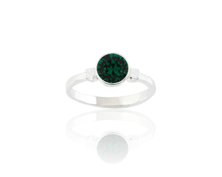Inele argint - Inel din argint cu cristale Primero Crystals Round Gemini Emerald