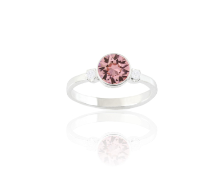 Inele cristale Swarovski - Inel din argint cu cristale Primero Crystals Round Gemini Light Rose