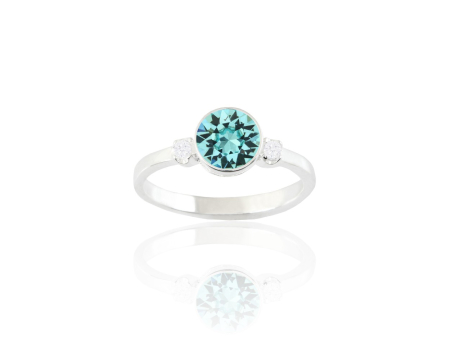 Inele argint - Inel din argint cu cristale Primero Crystals Round Gemini Light Turquoise