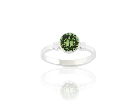 Inele argint - Inel din argint cu cristale Primero Crystals Round Gemini Peridot