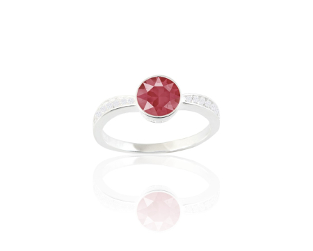 Inele argint - Inel din argint cu cristale Primero Crystals Round Multi Crystal Royal Red