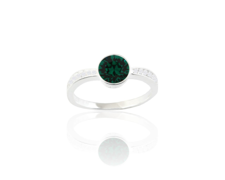 Inele argint - Inel din argint cu cristale Primero Crystals Round Multi Emerald