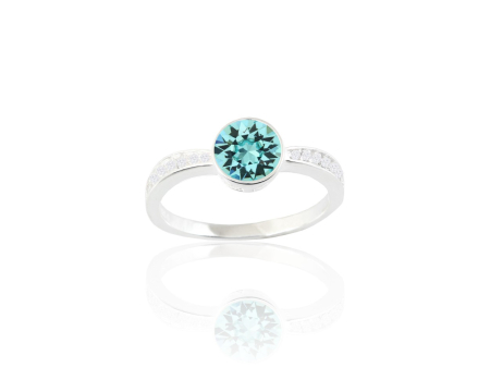 Inele argint - Inel din argint cu cristale Primero Crystals Round Multi Light Turquoise