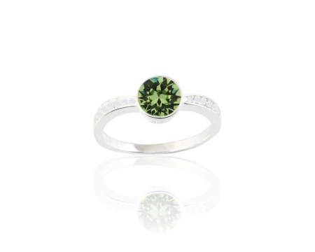 Inele cristale Swarovski - Inel din argint cu cristale Primero Crystals Round Multi Peridot