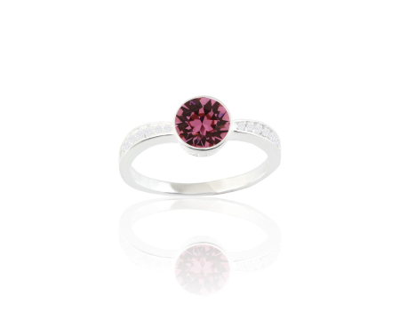 Inele argint - Inel din argint cu cristale Primero Crystals Round Multi Rose